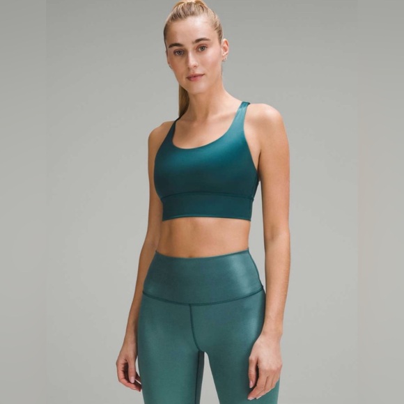 NEW Lululemon Energy Longline Sports Bra NWT Storm Teal Foil Medium Supp… - Picture 11 of 12